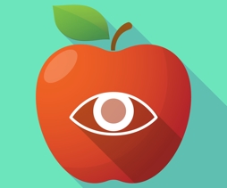Grafikk: rødt eple med øye