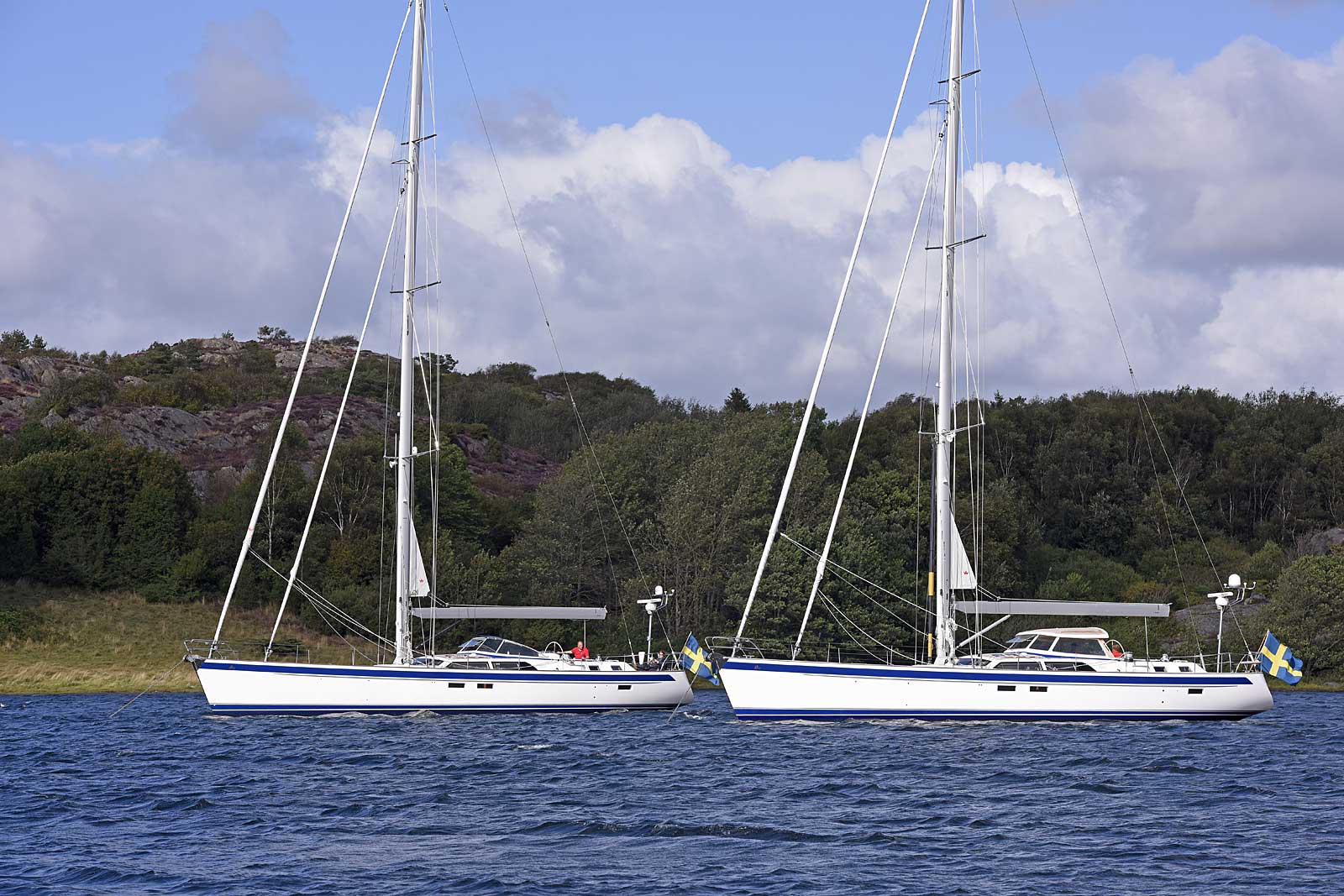 Seven Hallberg-Rassys, for example a 64, at the boat show in Neustadt 27-29 May